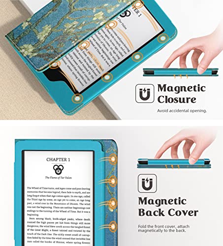 Image of MoKo Case for All-New 6 inch Kindle(11th Generation, 2024 /2022 Release) /(10th /8th Gen, 2019 /2016), Ultra Lightweight PU Shell Cover with Auto Wake /Sleep for Kindle 2024, Almond Blossom