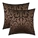 CaliTime Pack of 2 Throw Pillow Covers Cases for Couch Sofa Home Decoration Vintage Floral Two Tone Contrast Both Sides 18 X 18 Inches Coffee