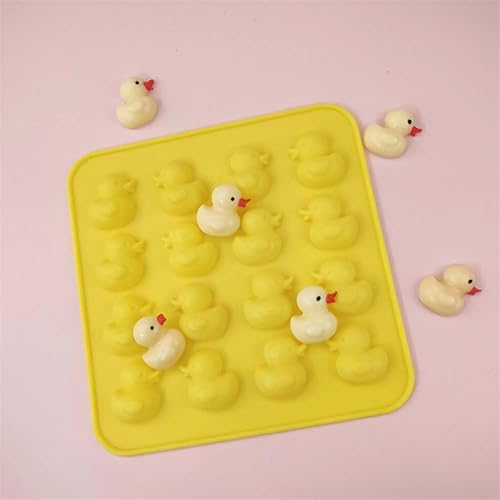 Miniatura 8 de Moldes de silicona para tartas de 16 cavidades, mini molde para hacer cubitos de hielo en forma de pato 3D, molde de silicona suave de fácil