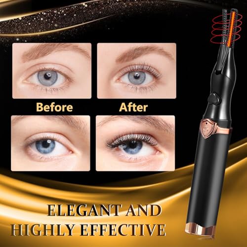 Heated Eyelash Curler - Fast Heat up in 8s - 3 Heat Modes with USB Rechargeable - Electric Eyelash Curler - 24 Hours Long Lasting (Brown Black) - Thumbnail 7