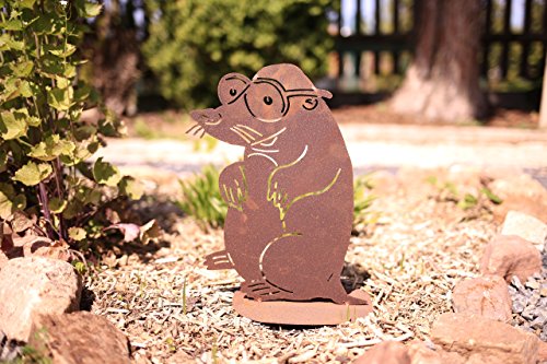 Edelrost Maulwurf mit niedlichen Details 24cm/ Bodenplatte:...