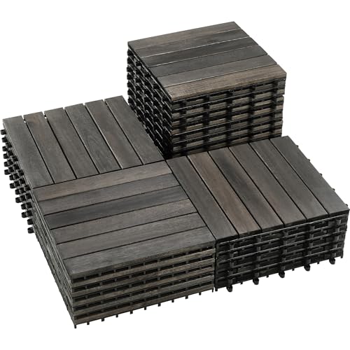 PrimeZone 27 PCS Solid Acacia Wood Interlocking Patio Deck Tiles ...