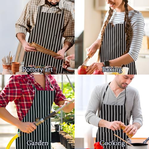 DALAETUS 2 Pcs Adjustable Unisex Bib Aprons, Black & White Striped Kitchen Aprons with Pocket, For Women, Men, Home Kitchen, Restaurant, Coffee House, Gardening - Cosy Home Interiors DALAETUS 2 Pcs Adjustable Unisex Bib Aprons, Black & White Striped Kitchen Aprons with Pocket, For Women, Men, Home Kitchen, Restaurant, Coffee House, Gardening - Image 5