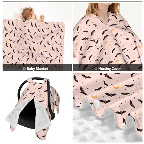 Image of Halloween Bat Baby Car Seat Canopy Nursing Cover for Newborn Car Seat Breastfeeding Covers Blanket Newborn Shower Gift