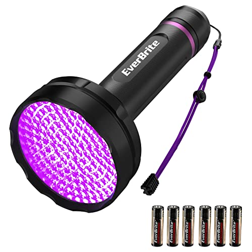 EverBrite UV Flashlight, 128 LED Blacklight Flashlights, 395nm Black Light Flashlight for Pet Urine Detection, Scorpions, Dry Stains, Bed Bug (Batteri