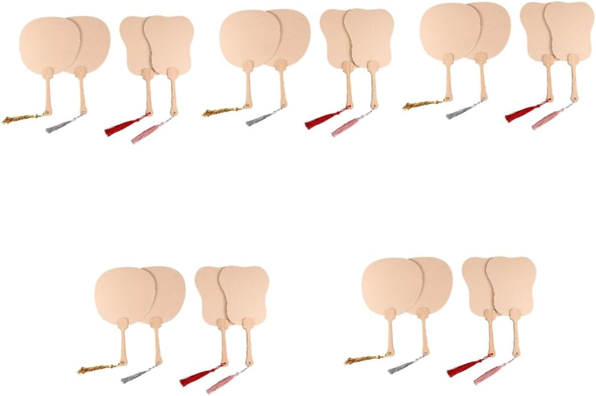 Garneck 20pcs Handheld DIY Fan Blank Fan for Painting Portable Paper Wedding Favors Artistic Decorative Random Color