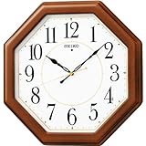 セイコークロック(Seiko Clock) 掛け時計 電波 アナログ 八角型 木枠 茶 木地 KX389B