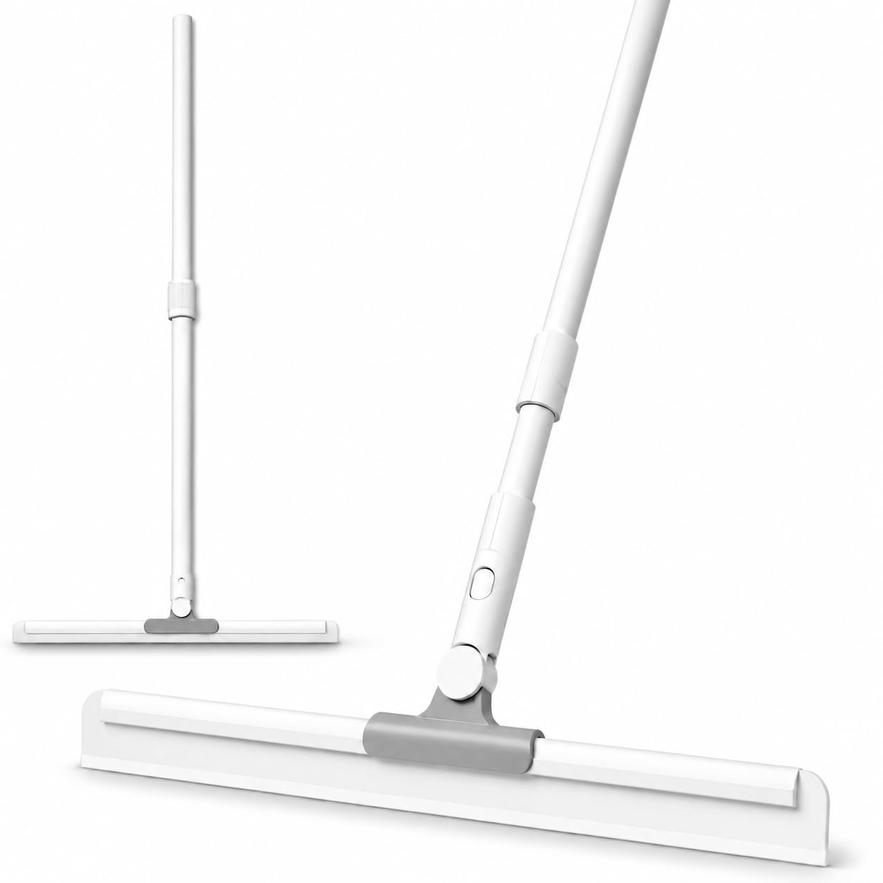 Long Handle Floor Cleaning Wiper Squeegee - Heavy Duty Extendable Adjustable Rotating Handle, Silicone Blade Water Scraper for Bathroom Floors Cleaner Kitchen Tile Balcony-image-39