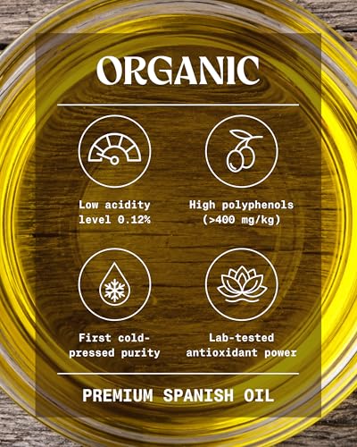 Image of NaturaleBio Extra Virgin Olive Oil 17floz. Organically harvested in Spain. D.O.P certified. Premium Cornicabra and Picual olives from centenary trees. Cold pressed for superior flavour and aroma.