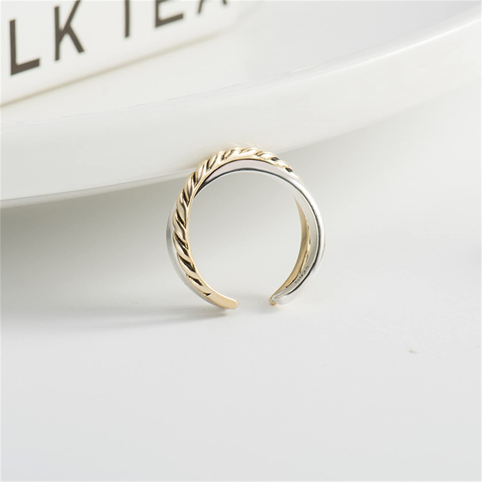 S925 Sterling Twist Ring Retro Gothic Farbtrennung Offene verstellbare Daumenringe Schmuck Geschenke für Frauen Weihnachten Halloween,