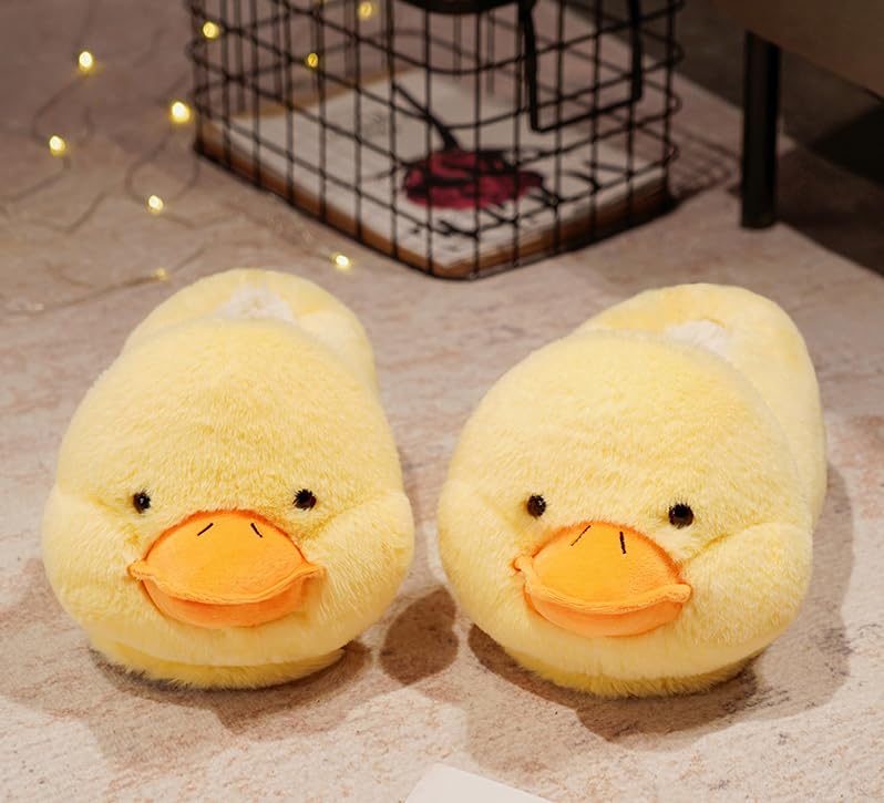 weilonghyw Animal Cute Slippers Duck Cotton Slippers Winter Plush Couple Indoor House Warm Shoes for Women and Men2