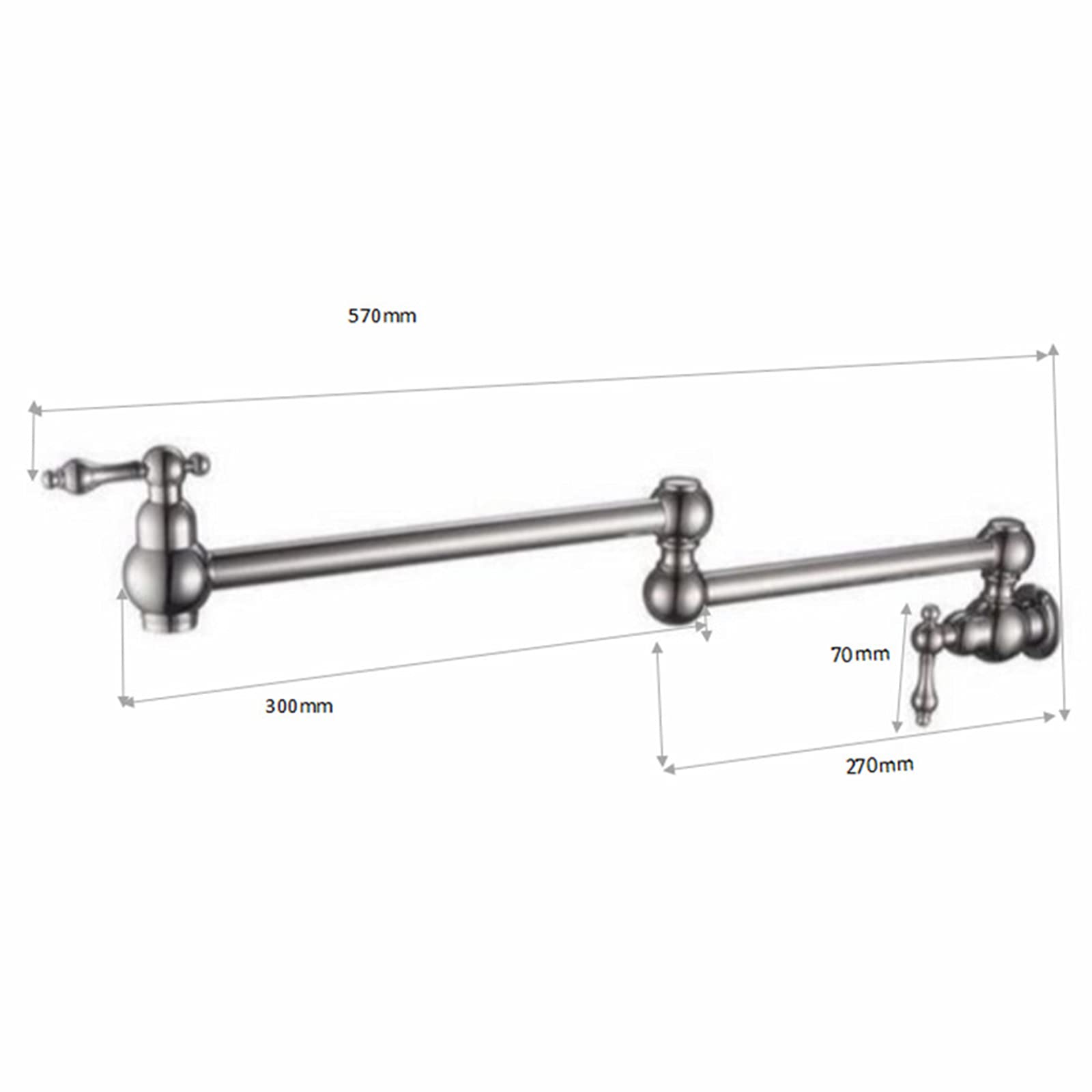 Rubinetto per Riempimento Pentole, Rubinetto da Cucina in Ottone A 2 Maniglie A Parete, Rubinetti Singolo Freddo Pieghevole con Rotazione A 360 °, con Bracci Oscillanti A Doppio Snodo,Brushed Gold