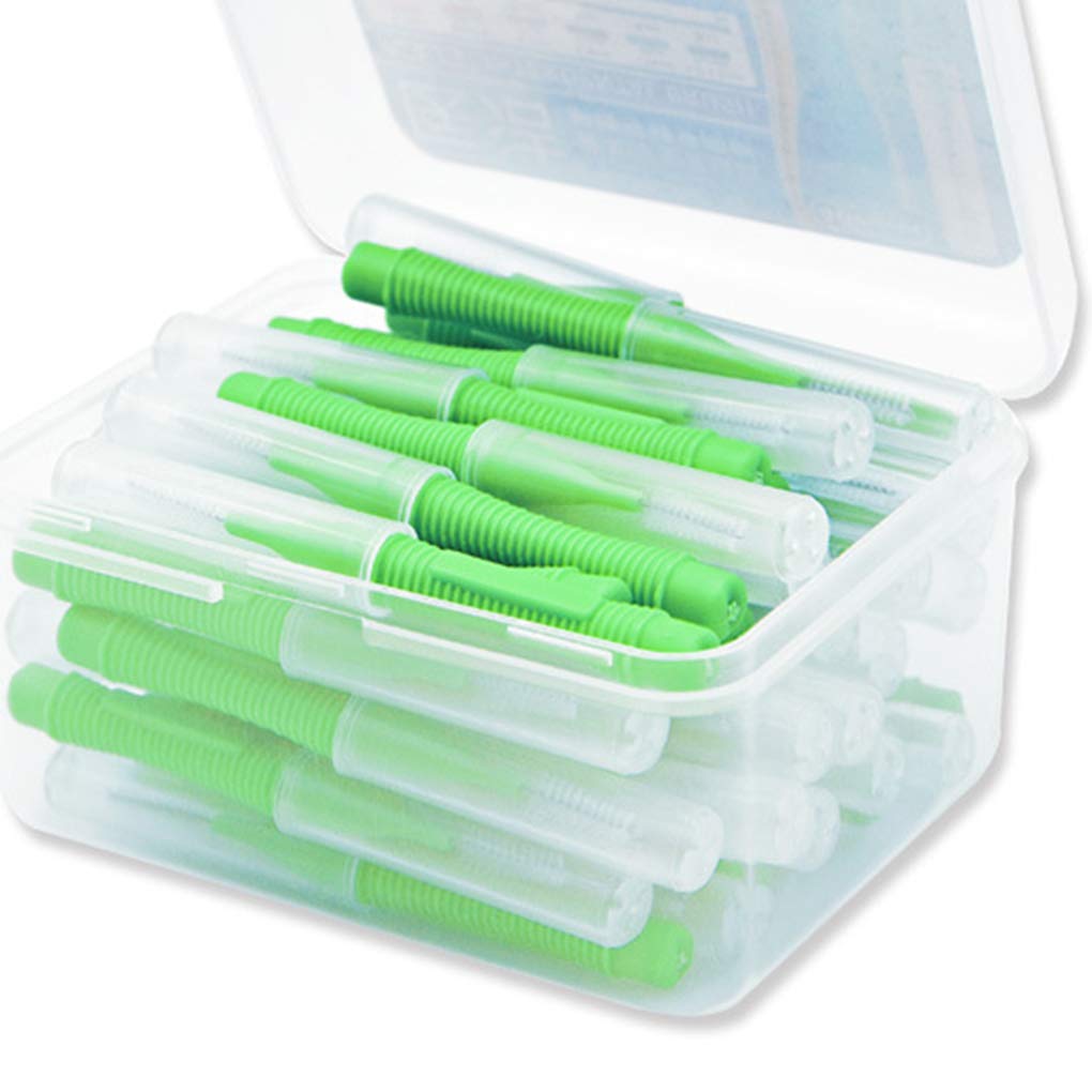 5 sztuk 40 sztuk szczoteczki międzyzębowej z elastyczną głowicą dentystyczną Push-Pull plastikowe szczoteczki do zębów w kształcie litery I narzędzie do higieny jamy ustnej podróżne zielone 0,8 mm