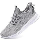 ZGPWZWL Unisex Mens Womens Shoes Running Gym Sneakers Slip in Tennis Non Slip Gym Lightweight Walking Fashion Shoes Grey Size Womens 12/ Men 11