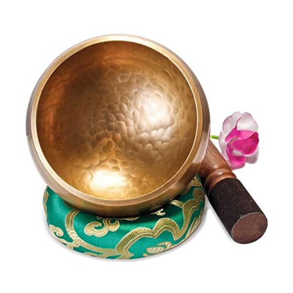 Grote Originele Tibetaanse Klankschaal – 13cm. Klankschaal Set met Klepel en Klankschaalkussen in Lokta Papieren Geschenkdoos. Singing Bowl uit Tibet