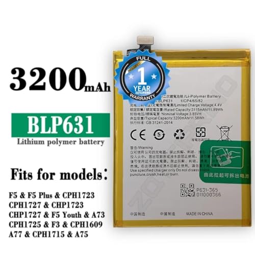 Image of Original BLP631 Battery for Oppo F5, F3, A77 CPH1723 / CPH1727 / CPH1609 / CPH2339 Battery with 1 Year Warranty**** (N261)
