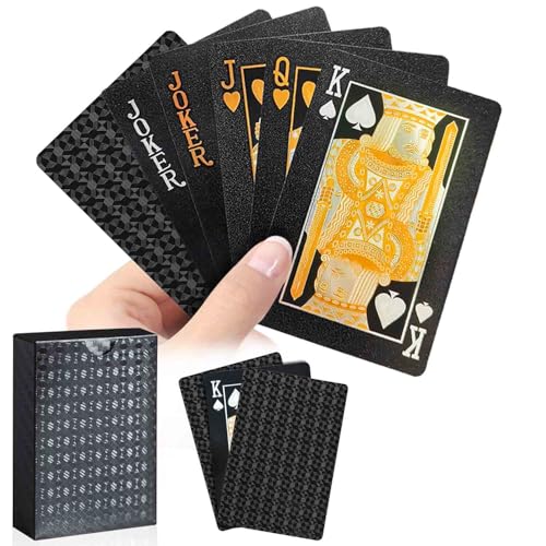 Wugauwor Baraja de Cartas Poker de Plástico Impermeables, Baraja Española Fournier Negro, Cartas Poker Profesional para Tarot Blackjack Canasta Bridge Juegos de Cartas de Viaje