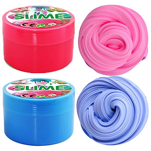 iRunning 2 Pack Fluffy Slime, 7 OZ Soft Floam Puff Slime Putty Stress