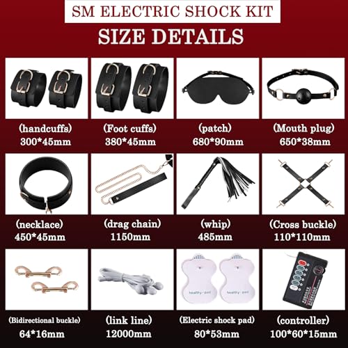 BDSMYOU 9er Sex Toyset für Paar Set,SM Elektro Shock BDSM Set,Sexuelle Elektrostimulation Sex Bondage Set,Augenmaske Handschellen Sex Bett Peitsche,Sex Geschenke für Paare,BDSMs Fesseln Sex Set