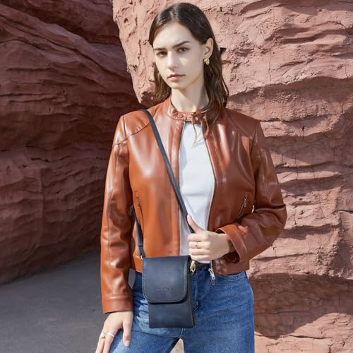 Image of BOSTANTEN Vegan Leather Small Crossbody Bags for Women Designer Cell Phone Bag Wallet Purses Adjustable Strap, A-04-navy Blue, Small, Cell Phone Crossbody Bag