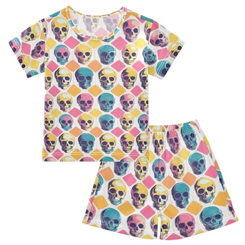 Skull Pajama Set Pajamas Sleepwear Nightwear Loungewear Clothes Set B04043523