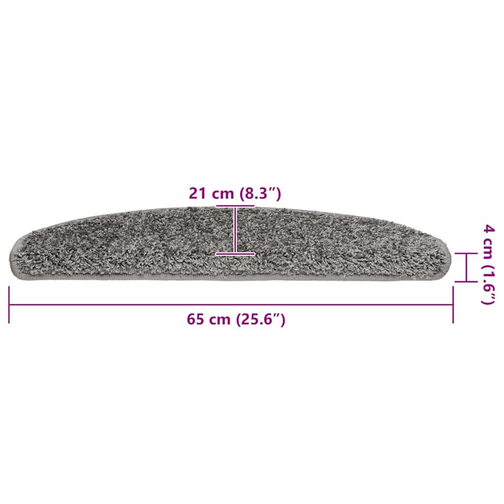Treppenmatten 20 Stufen 65x21x4 cm Grau Halbrund 100% PP getuftet rutschfest waschbar doppeltes Klebeband Modernes Design für Wohnzimmer Flur Schlafzimmer
