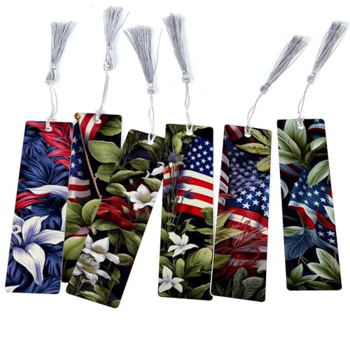 Marque-page drapeau américain lot de 6 accessoires lecture avec pompon
