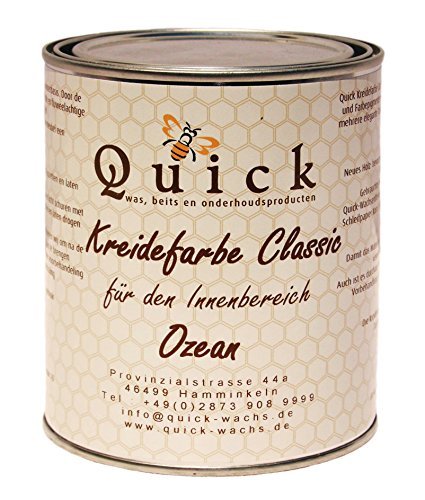 Quick Kreidefarbe Classic für Shabby Chic und Landhaus Stil Antiklook Möbelfarbe Farbe (Ozean, 5 Liter)