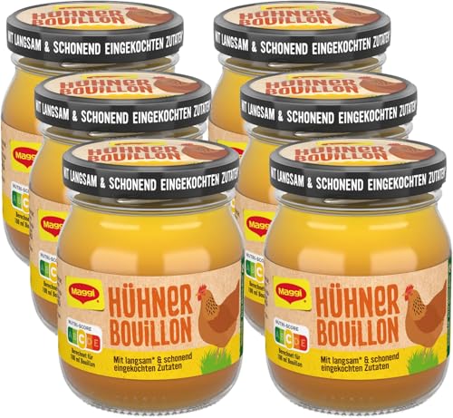 MAGGI Hühner Bouillon pastöse Hühnerbrühe im Glas schonend eingekocht sofort verwendbar & frei dosierbar 6er Pack (6 x 160g)