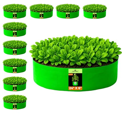 Image of Kingwell grow bags 24x6 inch pack of 10 Grow Bag For Terrace Garden Leafy Vegetable Plant Grow Bags Fruits Growing Containers For terrace Gardening