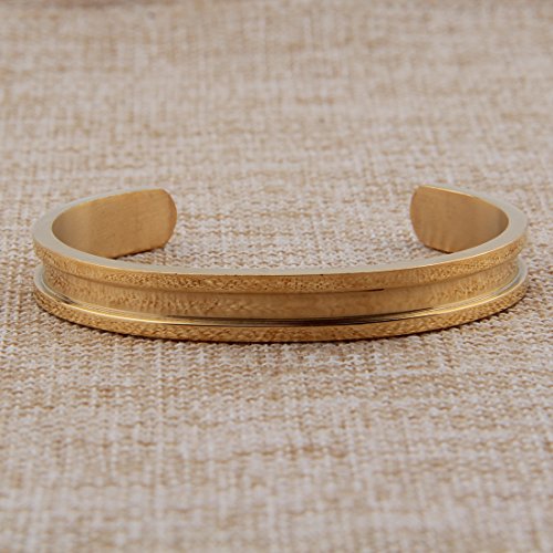 Zuo Bao Handstamped Inspirational Message Hair Tie Bracelet Stainless Steel Grooved Cuff Bangle for Women Girls3
