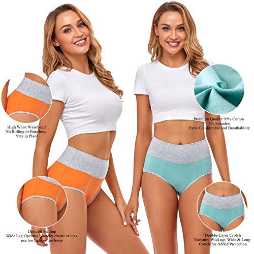 Image of Womens Underwear,Cotton Mid Waist No Muffin Top Full Coverage Brief Ladies Panties Lingerie Undergarments for Women Multipack
