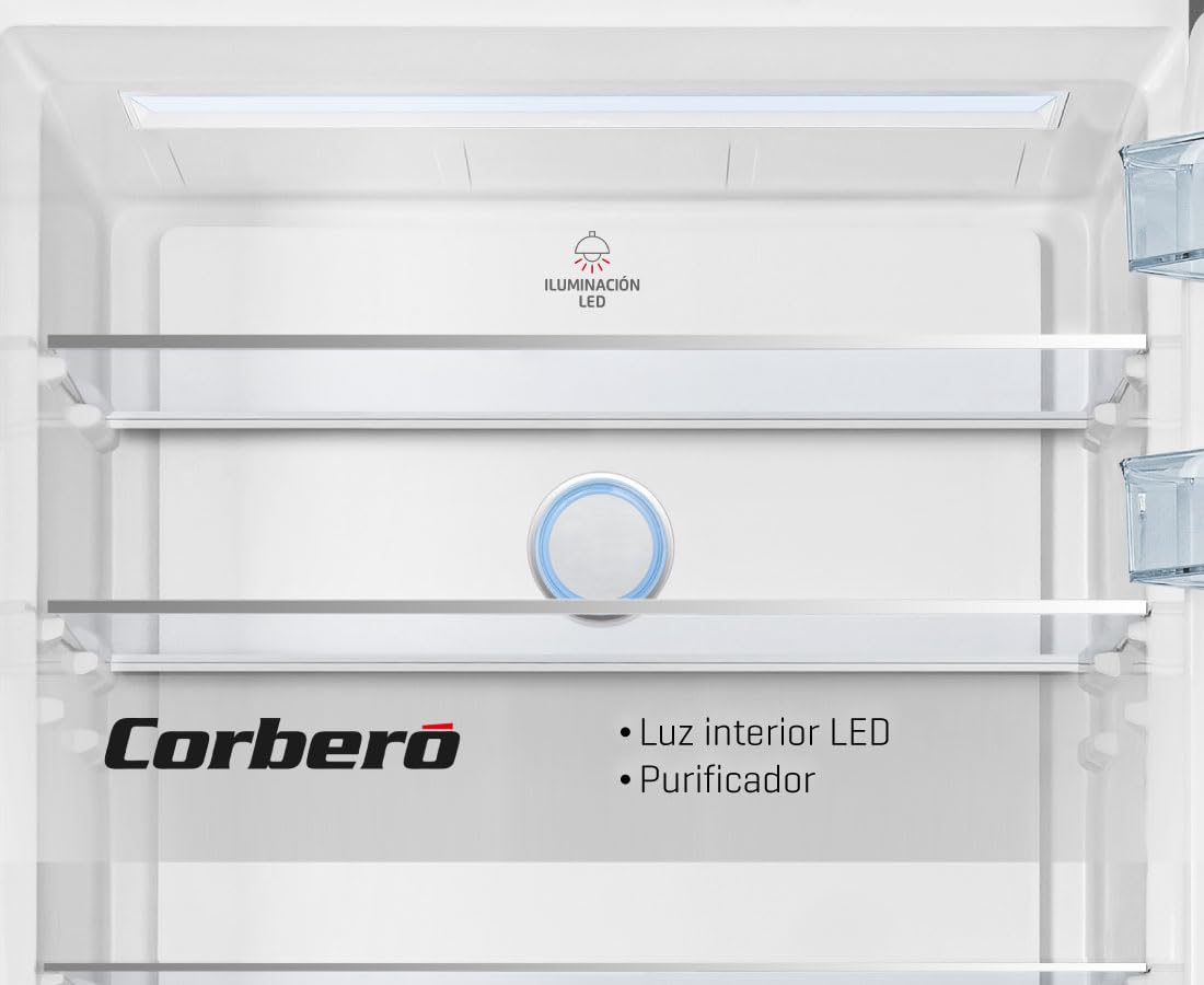 Corberó - Frigorífico Combi | CCT1857024NFXINV | No Frost | Inverter | 417 L | 185x70cm | Display Puerta | Cajón Crisper | Purificador | Luz LED | Inox