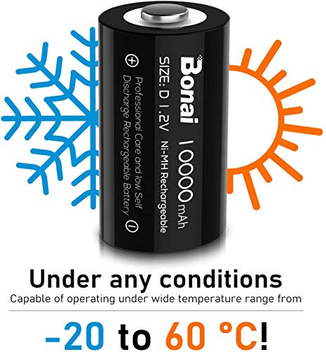 Bonai D Rechargeable Batteries 10,000Mah 1.2V Ni-Mh High Capacity High Rate D Size Battery Rechargeable D Cell Batteries High Capacity(8 Pack) #TOP5