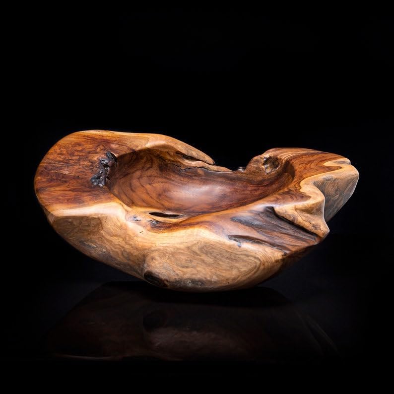 direfly Handcrafted Large Teak Root Bowl – Natural Wooden Centerpiece, Unique Rustic