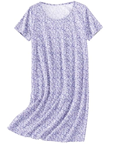 Image of Ekouaer Nightgowns for Women Cotton Sleepshirts Short Sleeve Nightshirt Tshirt Night Gown Casual Sleepdress Comfy Nightdress