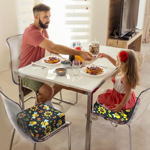 Image of Toddler Booster Seat for Dining Table, Portable Booster Seat for Kitchen Chair, 4 Inch High-Density Foam Cushion with Adjustable Safety Straps and Non-Slip Bottom, Perfect for Kids Travel and Daily