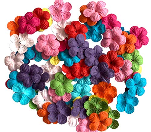 100 pcs Patch Flowers 30x30mm Mulberry Paper Flower Scrapbooking Wedding Doll House Supplies Card Mini Paper Flowers