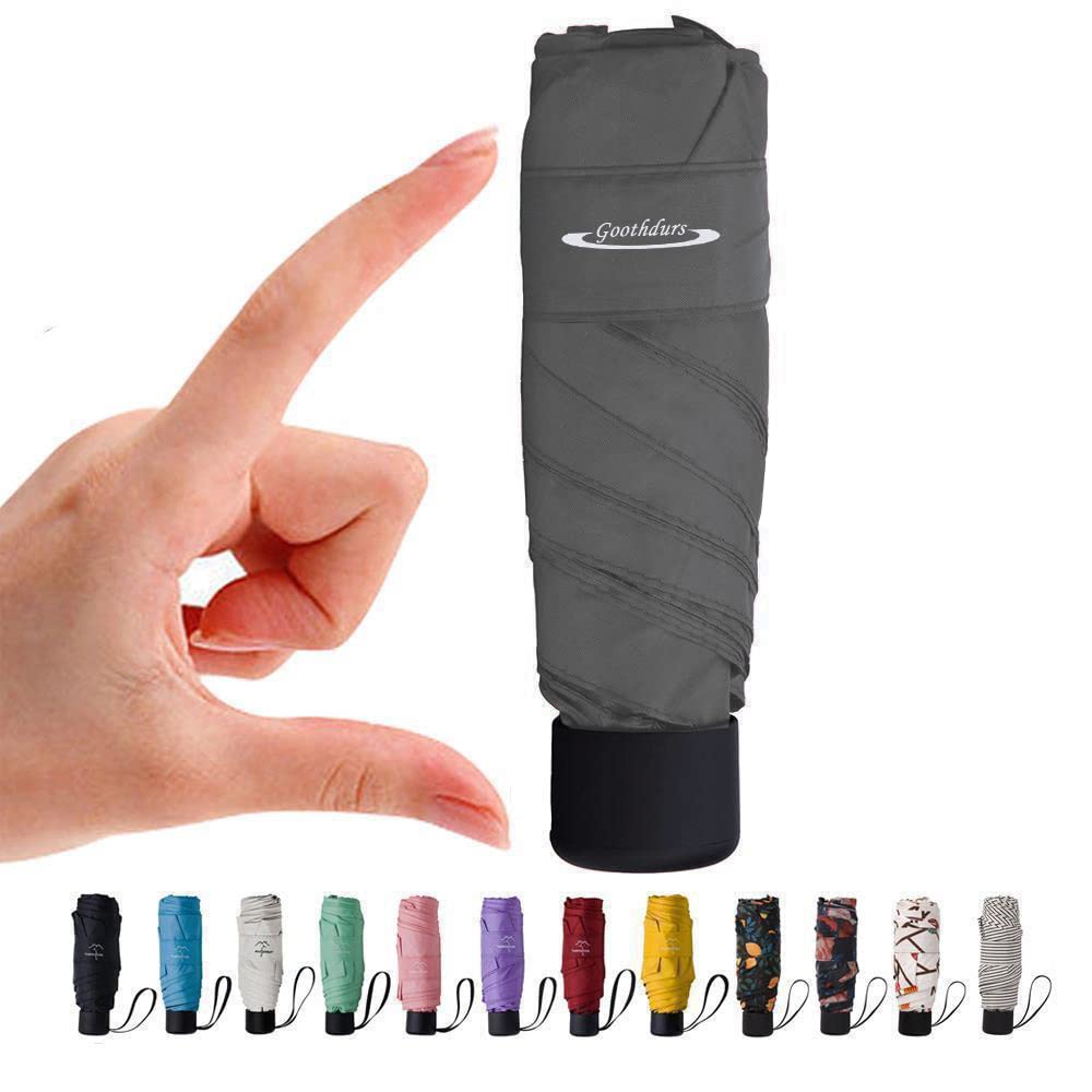 Goothdurs Mini Travel Compact Umbrella –Small Lightweight Folding Sun Umbrella with 95% UV Protection for Men & Women