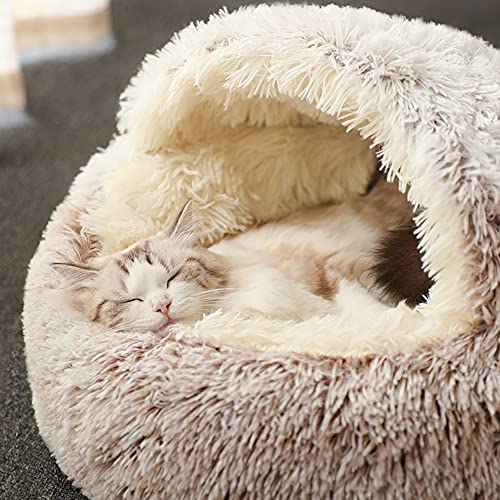 Nid pour chat peluche longue et petit chien couchage rond 50cm