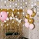 Xialvyu 52 Ft Weiß und Gold Herz Papier Girlande, Metallisches Papier Hängende Girlande für Jahrestag, Bachelorette, Verlobung, Valentinstag, Weihnachten, Party Dekorationen