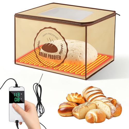 Dough Proofer Box Bread Proofing Box NTC Sensor Temperature & Timer Control with Heater & Timer 5-45C Adjustable Foldable Design Sourdough Proofer Pizza Dough Proofing Box for Yogurt Pizza UK Plug