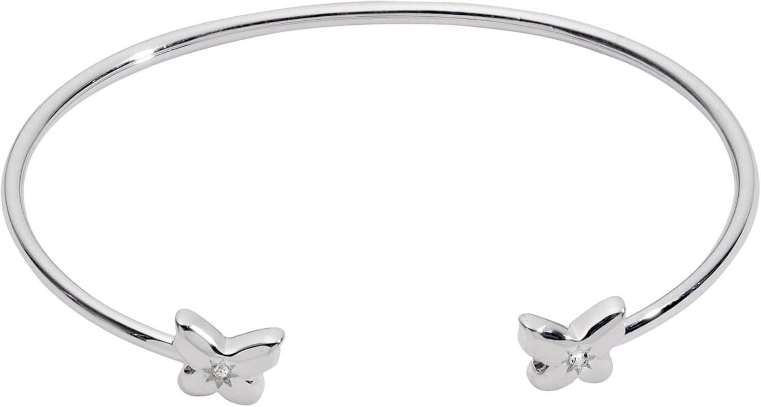 Alex and Ani Butterfly Crystal Flex Cuff Bracelet, Shiny Silver