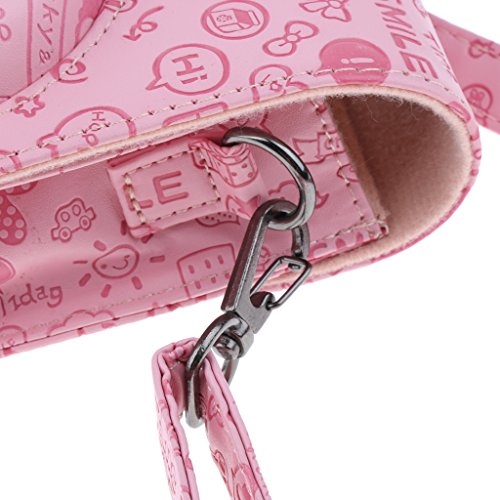 Bolsa de couro protetora Almencla para câmera Instax Mini 8 Polaroid rosa