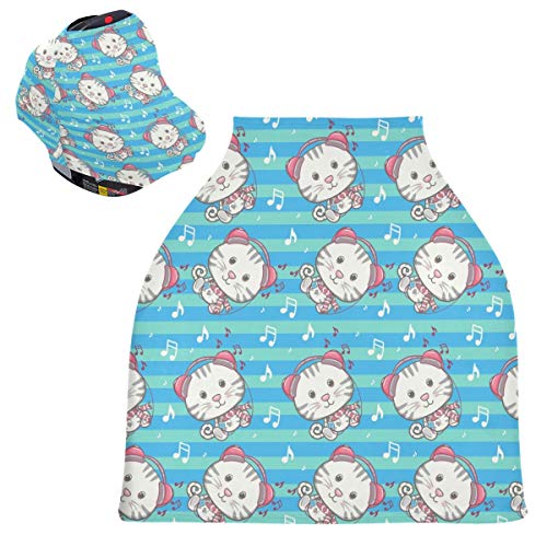 かわいいピンクの赤ちゃん子猫ベビーカーシートカバーキャノピー伸縮性看護カバー幼児用母乳の男の子の女の子のための通気性防風冬のスカーフ