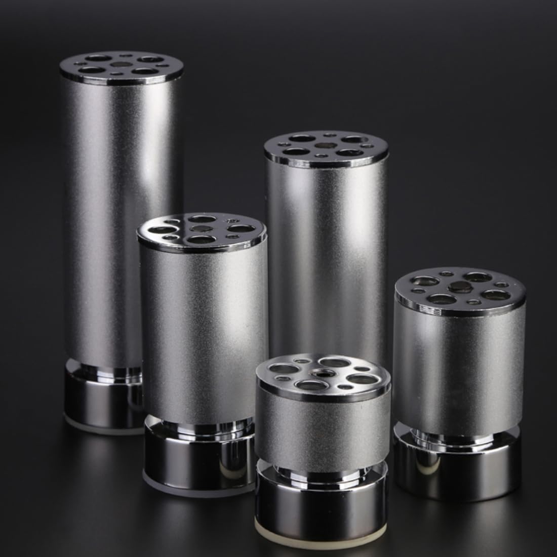 Pies de Mesa Plata, 4 Piezas Redondos Pies para Muebles Ajustable Aleación de Aluminio | Acabado Anodizada Altura 6-40cm Patas para Muebles Bano Patas de Mesa 40cm/15.7"