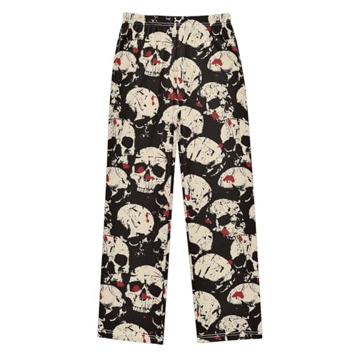 Boys' Pants Human Skull Blood Drip Grunge Style Long Bottoms Jogger Pants Elastic Waist Trousers with Pockets S-XL
