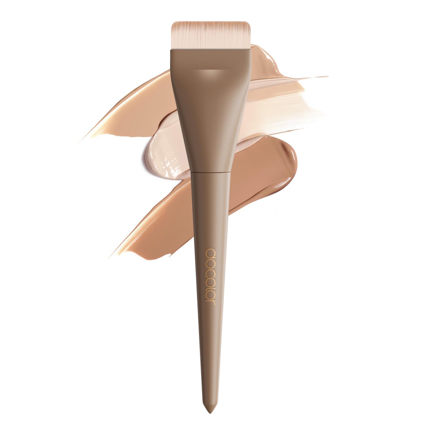 docolor Foundation Brush, Popular, Flat Type, Ultra Fine, Liquid Foundation, Brown, Fiber Bristle, Soft, Easy to Use, Cosmetic Tool, Portable : Beauty