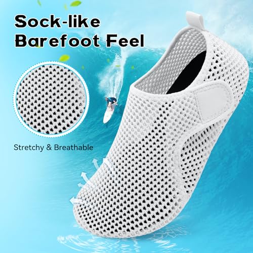 Women's Water Shoes Adult Beach Pool Swim Shoes Men White Barefoot Aqua Shoes Lightweight Yoga Shoes for Women Summer Shoes Sandals Rubber Size - Image 3
