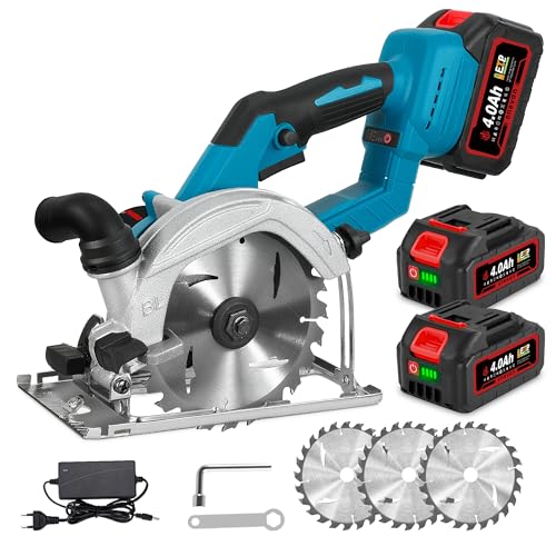 ONEVAN 5030 Akku Handkreissäge Bürstenlos 150mm, 3-Gang Drehzahlregelung, 6500 U/min, 55mm Schnitttiefe, 3x 24-Zahn Sägeblätter, 2x 4.0Ah Akku & Ladegerät